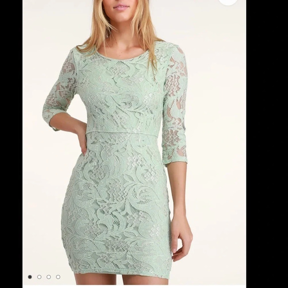 Lulu’s All For You Mint Green Lace Bodycon Dress‎ - Picture 1 of 12